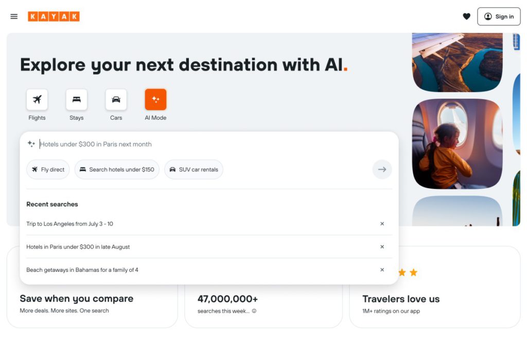 Kayak launches an 'AI Mode' for travel questions, search, and bookings | TechCrunch