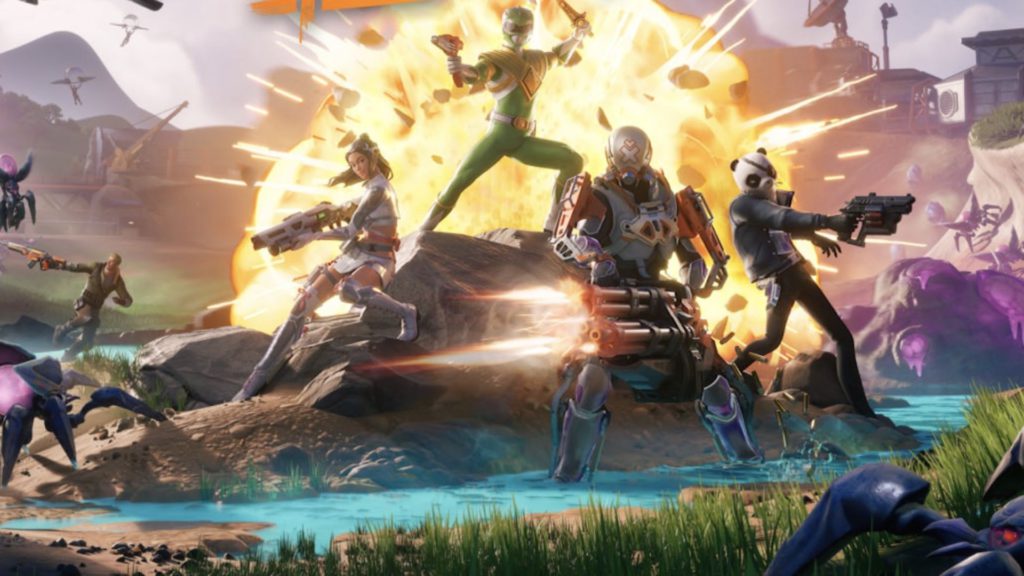 You don’t need a gaming laptop to play Fortnite smoothly anymore – it can now run on super-thin-and-light Copilot+ laptops Power Rangers and Fortnite characters defend a point from encroaching bug enemies